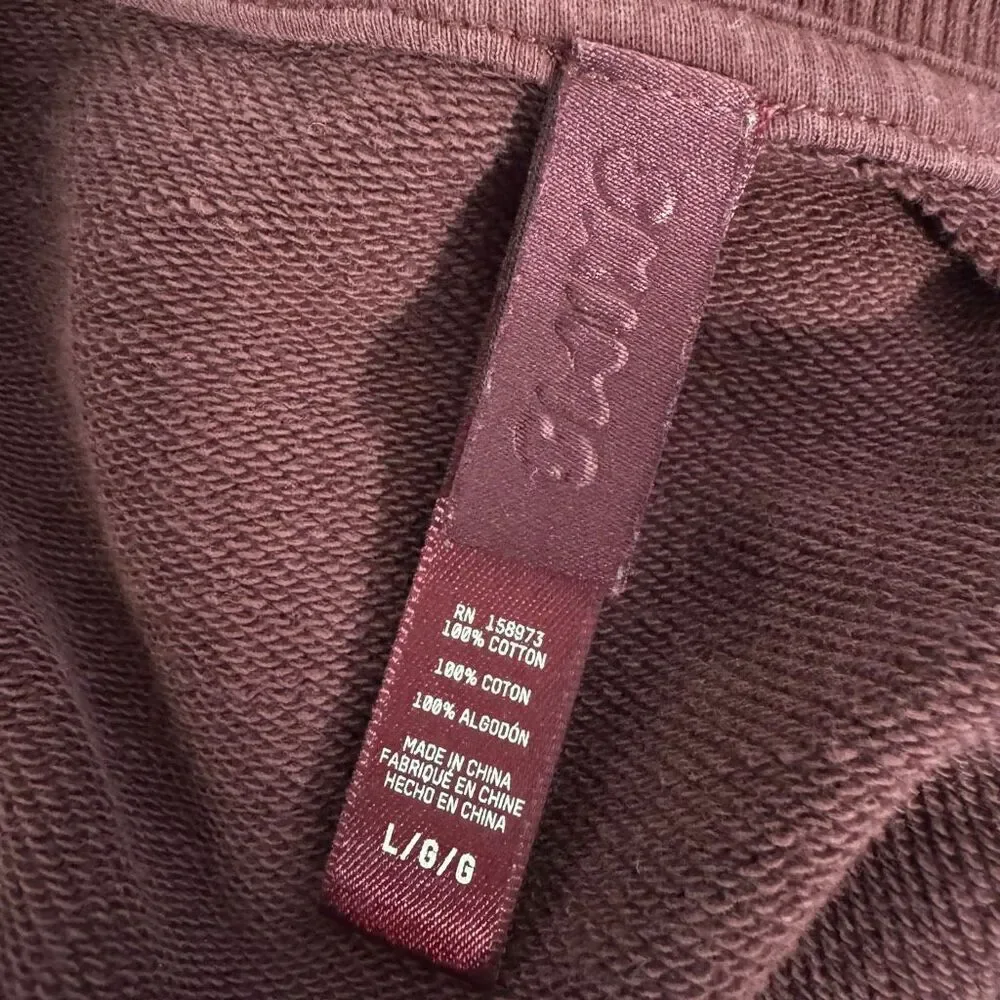 Skims Oxblood Cotton Fleece Crewneck Sweatshirt L